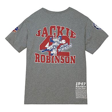 Men's Mitchell & Ness Jackie Robinson Gray Brooklyn Dodgers Cooperstown Collection Legends T-Shirt