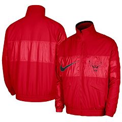 Unisex The Wild Collective Red Chicago Bulls Metallic Full-Snap Bomber Jacket Size: Large