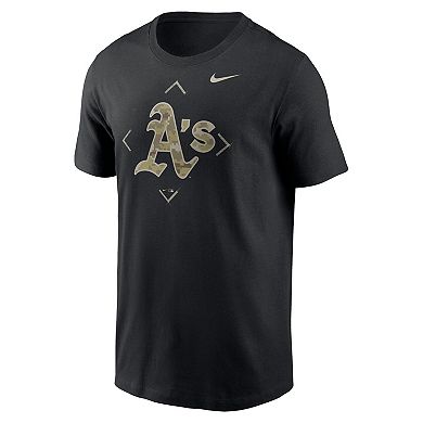 Men's Nike Black Oakland Athletics Camo Logo T-Shirt