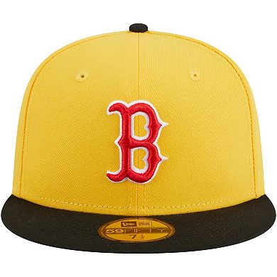 Men's New Era Yellow/Black Boston Red Sox Grilled 59FIFTY Fitted Hat