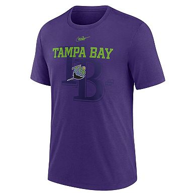 Men's Nike Purple Tampa Bay Rays Rewind Retro Tri-Blend T-Shirt
