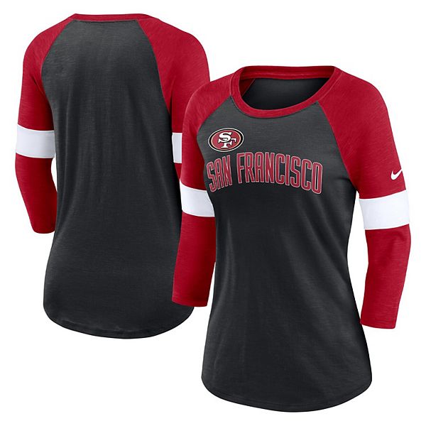 Women's Nike San Francisco 49ers Heather Black/Scarlet Football Pride  Raglan 3/4-Sleeve T-Shirt