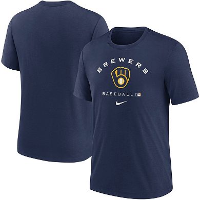 Men's Nike Navy Milwaukee Brewers Authentic Collection Tri-Blend Performance T-Shirt