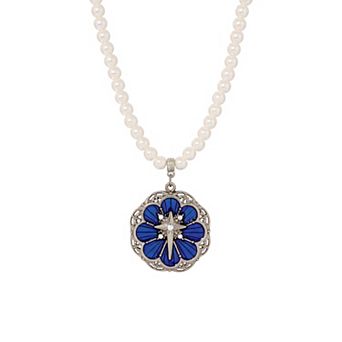 Symbols of Faith Star Of Bethlehem Pendant Simulated Pearl Necklace