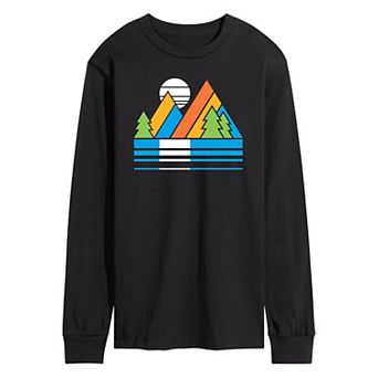 Men's Retro Mountains Sunset Long Sleeve Tee