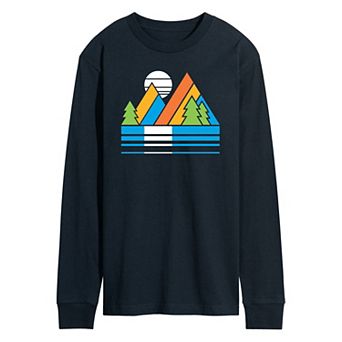 Men's Retro Mountains Sunset Long Sleeve Tee