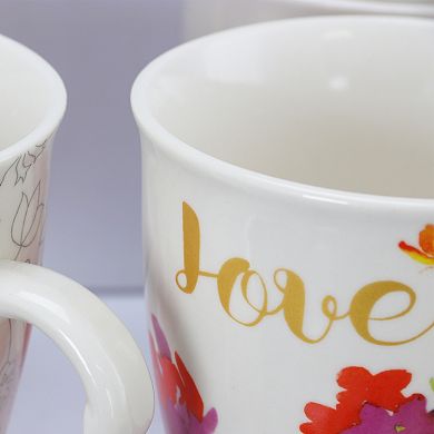 Gibson Home Bold Floral 17.4 Oz Cup Set