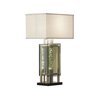 Lazzara Home Rowe 27" Silver Table Lamp with Glass Tube and Fabric Shade