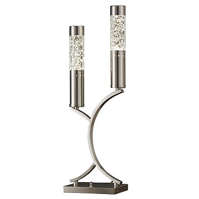 Lazzara Home Car, 30" Satin Nickel Table Lamp with Glass Tube
