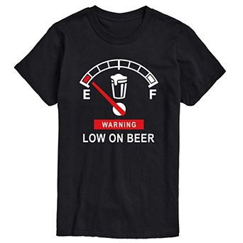 Men's Warning Low On Beer Graphic Tee