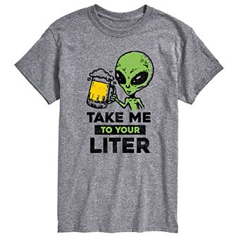 Men's Take Me To Your Liter Alien Beer Graphic Tee