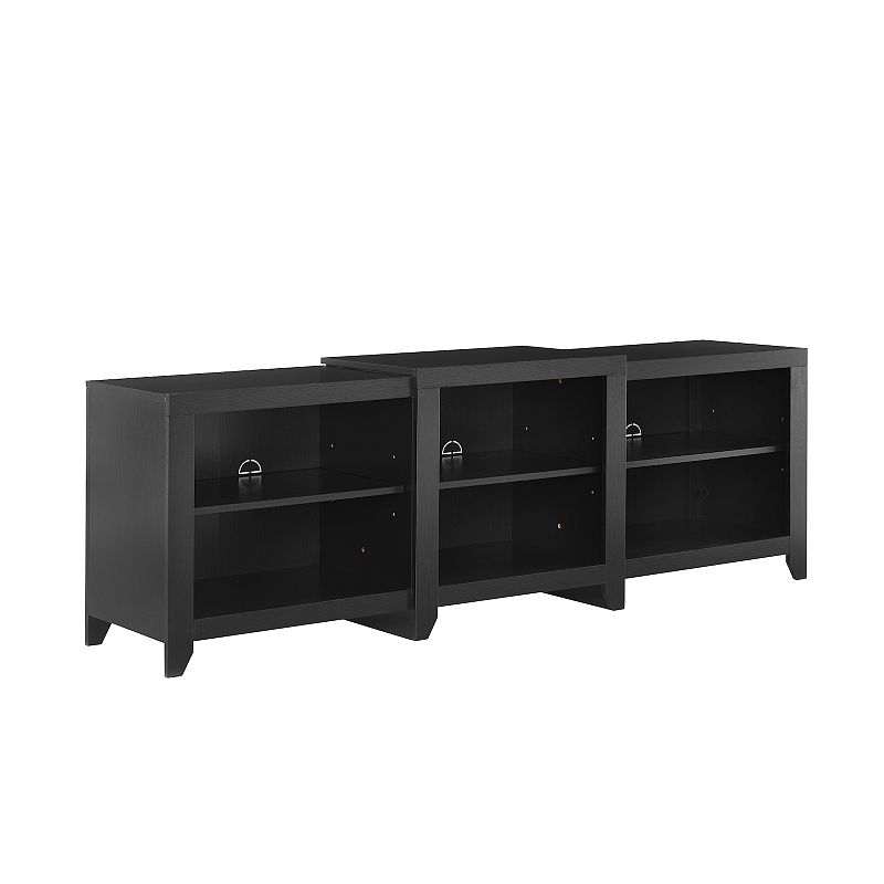 69" Ronin Low Profile TV Stand for TVs up to 75" Black - Crosley: Media Console with Open Shelves & Cable Management