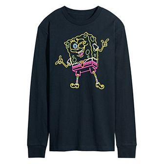 Men's SpongeBob Squarepants Neon Long Sleeve Graphic Tee