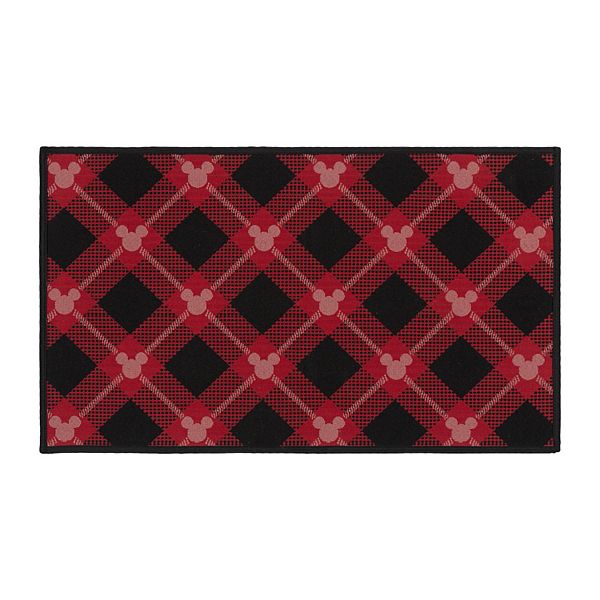 Disney Pillow, Buffalo Plaid, Christmas, Red and Black, Disney