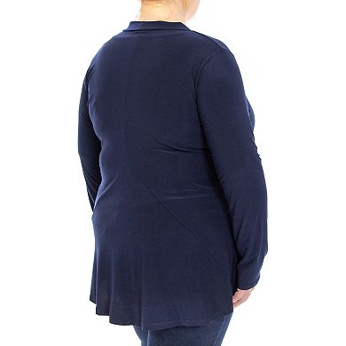 Plus Size Nina Leonard Godet-Back Cardigan