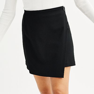 Juniors SO Ponte Faux Wrap Skirt