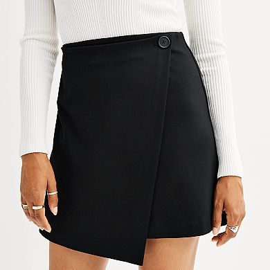Juniors' Plus Size SO® Ponte Faux Wrap Skirt