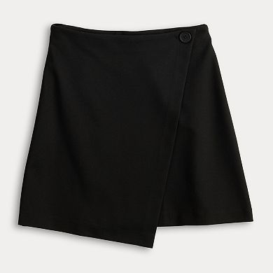 Juniors' Plus Size SO® Ponte Faux Wrap Skirt