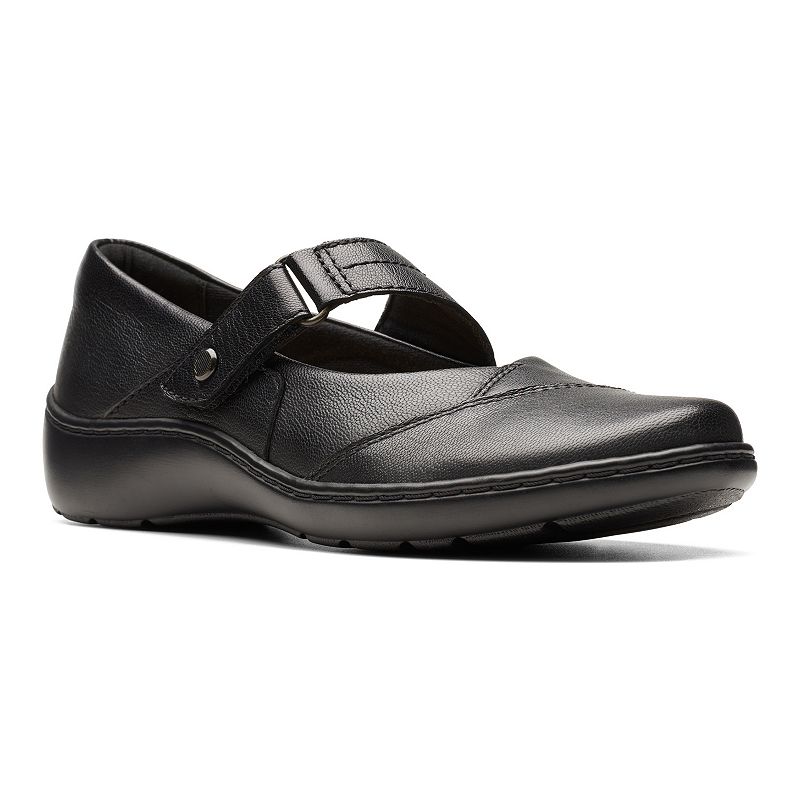 Clarks® Cora Gema Women's Leather Maryjane Shoes, Size: 7.5, Black