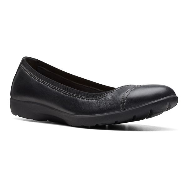 Clarks black hotsell flat shoes