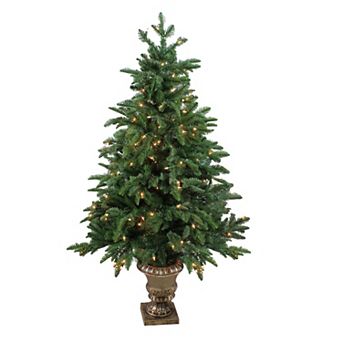 Northlight 4.5-ft. Pre-Lit Clear Lights Potted Sierra Norway Spruce Slim Artificial Christmas Tree