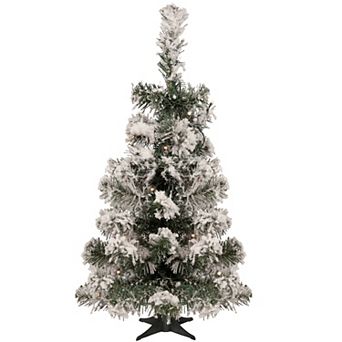 Northlight 2-ft. Pre-Lit Medium Flocked Bristol Pine Artificial Christmas Tree with Warm Clear LED Lights