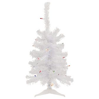 Northlight 2' Lighted Woodbury White Pine Slim Artificial Christmas Tree - Multi Lights