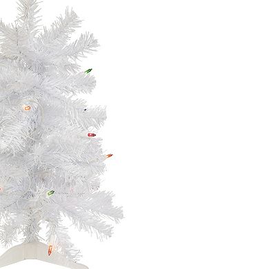 Northlight 2' Lighted Woodbury White Pine Slim Artificial Christmas Tree - Multi Lights