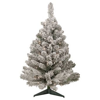 Northlight 3' Pre-Lit Heavily Flocked Madison Pine Medium Artificial Christmas Tree - Clear Lights