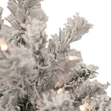 Northlight 3' Pre-Lit Heavily Flocked Madison Pine Medium Artificial Christmas Tree - Clear Lights