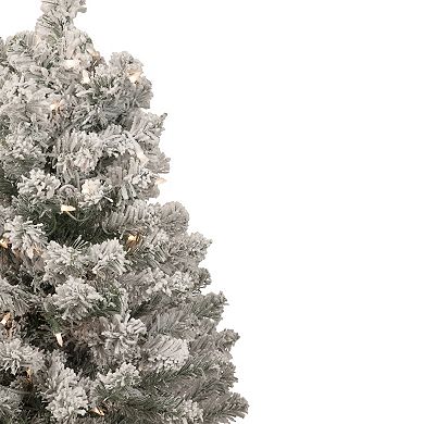 Northlight 3' Pre-Lit Heavily Flocked Madison Pine Medium Artificial Christmas Tree - Clear Lights