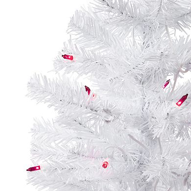 Northlight 2' Pre-Lit Woodbury White Pine Slim Artificial Christmas Tree - Pink Lights