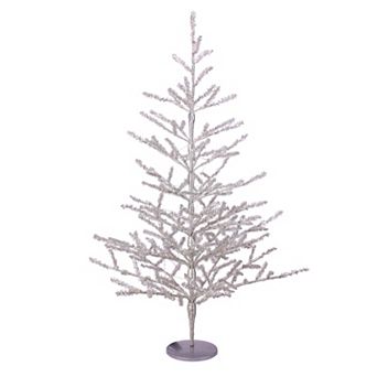 Northlight 3-ft. Pre-Lit LED Silver Tinsel Twig Artificial Christmas Tree with Clear Lights