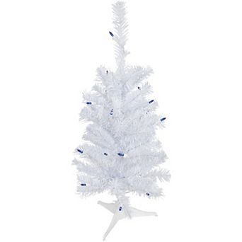 Northlight 2' Pre-Lit Woodbury White Pine Slim Artificial Christmas Tree - Blue Lights
