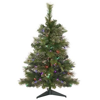 Northlight 3' Pre-Lit Kingston Cashmere Pine Full Artificial Christmas Tree with Multi-Colored LED Lights