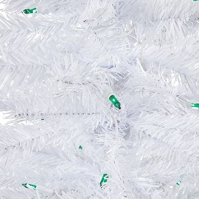 Northlight 3' Pre-Lit Woodbury White Pine Slim Artificial Christmas Tree - Green Lights