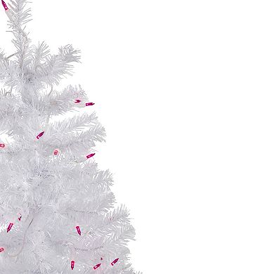 Northlight 3' Pre-Lit Woodbury White Pine Slim Artificial Christmas Tree - Pink Lights
