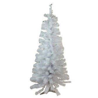 Northlight 4-ft. x 24 in Pre-Lit White Artificial Christmas Tree with Green Lights