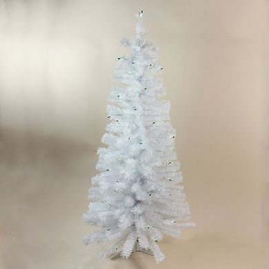 Northlight 4-ft. x 24-in. Pre-Lit White Artificial Christmas Tree Green Lights