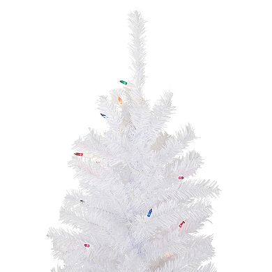 Northlight 4-ft. Pre-Lit Multi-Color Lights Woodbury White Pine Slim Artificial Christmas Tree