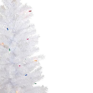 Northlight 4-ft. Pre-Lit Multi-Color Lights Woodbury White Pine Slim Artificial Christmas Tree