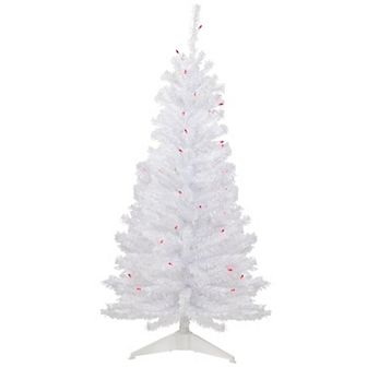 Northlight 4-ft. Pre-Lit Pink Lights Woodbury White Pine Slim Artificial Christmas Tree