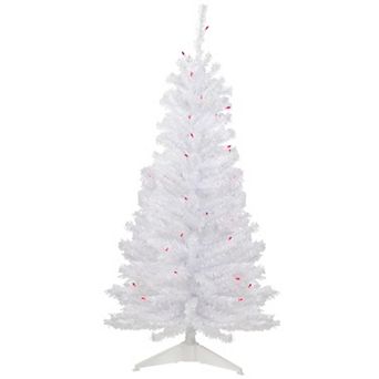 Northlight 4-ft. Pre-Lit Pink Lights Woodbury White Pine Slim Artificial Christmas Tree