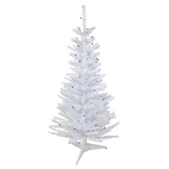 Northlight 4-ft. Pre-Lit Blue Lights Woodbury White Pine Slim Artificial Christmas Tree