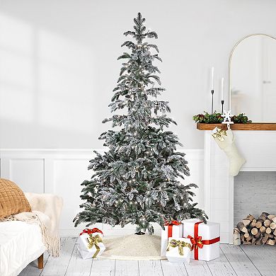 Northlight 6.5-ft. Pre-Lit Clear Lights Full Flocked Whistler Noble Fir Artificial Christmas Tree