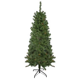 Northlight 6-ft. Pre-Lit Multi Lights Alberta Pine Slim Artificial Christmas Tree