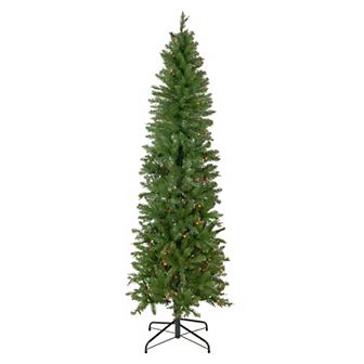Northlight 6.5-ft. Pre-Lit Multi Lights Silver Lake Fir Pencil Artificial Christmas Tree