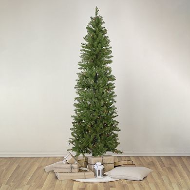 Northlight 6.5-ft. Pre-Lit Multi Lights Silver Lake Fir Pencil Artificial Christmas Tree