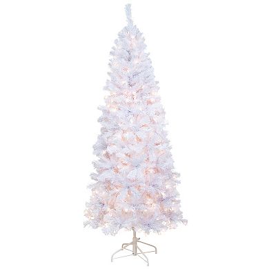 Northlight 6.5-ft. Pre-Lit Pencil White Winston Pine Artificial Christmas Tree - Clear Lights