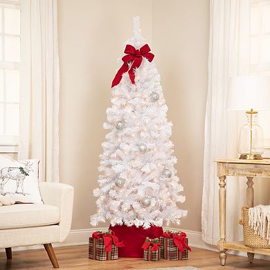 Northlight 6.5-ft. Pre-Lit Pencil White Winston Pine Artificial Christmas Tree - Clear Lights
